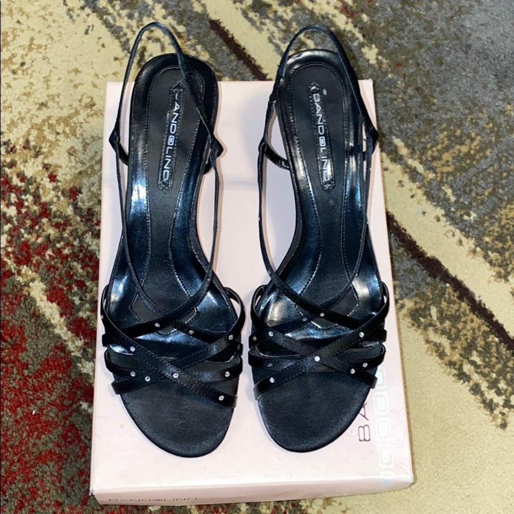 Bandolino black with rhinestones kitten heel